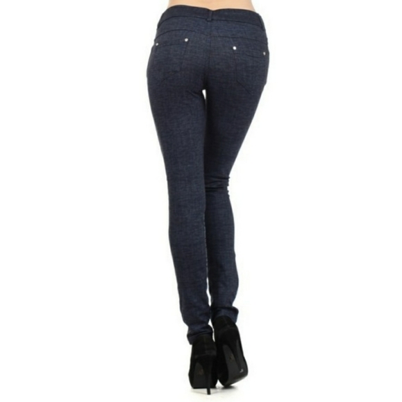 Houndstooth Plaid and Denim Jegging - Picture 3 of 9